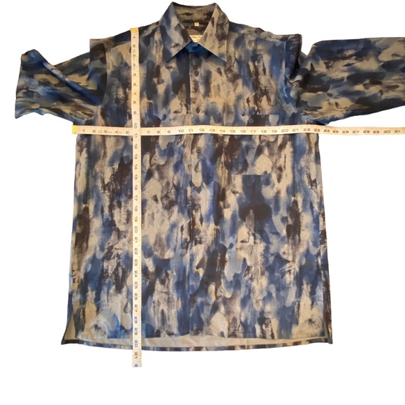 Georg Roth Of Germany Abstract Blue Long Sleeve Button Up Collared Shirt - Picture 8 of 8